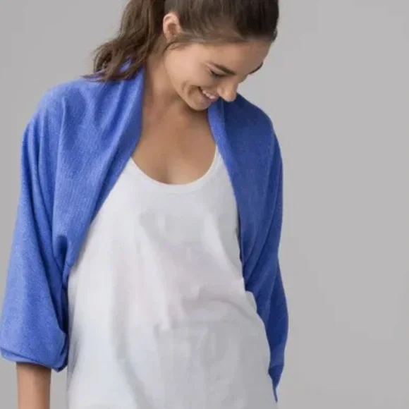 Lululemon Vinyasa scarf rulu mini check Pique heathered sprinkler Blue - Picture 10 of 10